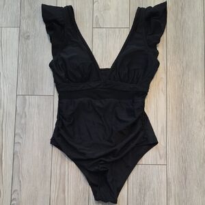 Classic Black Ruffle One-Piece Swimsuit